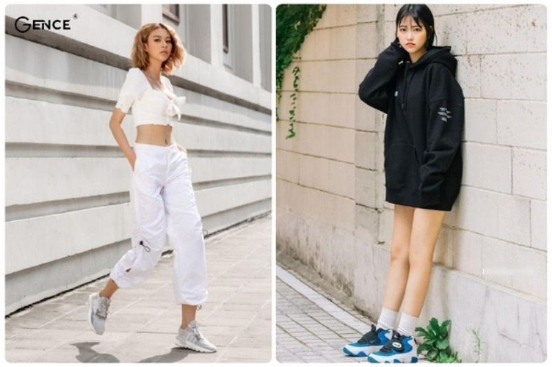 Cách phối đồ với chân váy ngắn cùng các item cơ bản như áo thun, áo sơ mi và giày sneakers.